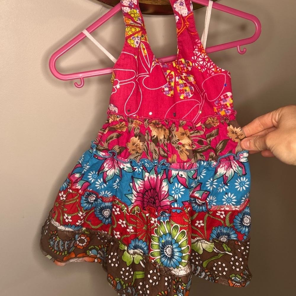 BlueBeri Boulevard 12 Months Pink Floral Baby Dress